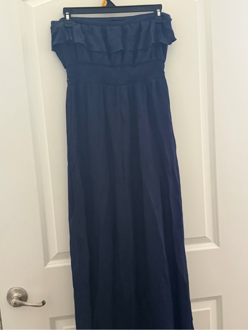 Strapless Ruffle Maxi Dress - Navy - Picture 6 of 6